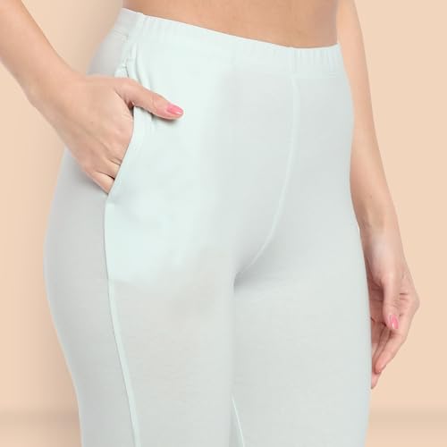 Image of ONE SKY Women Ankle Length Leggings | Premium Cotton Modal Spandex Blend | High Waist Stretchable & Bio-Washed Fabric | Colour-Lock | Ethnic Leggings for Women