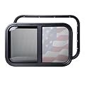 AlloTemlass Horizontal RV Window, 24" W x 15" H Tinted Sliding Camper Window with Net Screen and Trim Ring, DOT Certified, Replacement for RVs and Trailers