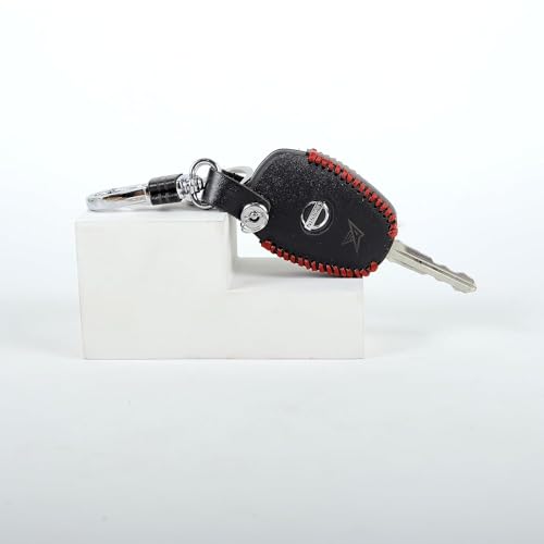 Image of Leather Smart Car Key Cover Case with Metal Hook Keychain for Nissan Terreno (Black)