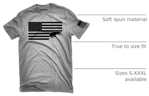 Image of American Flag Offroad Shirt Ash Gray Made in USA t-Shirt Perfect for 4x4 Owners