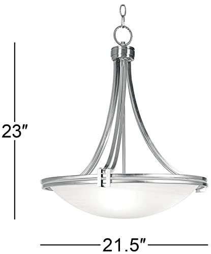 Possini Euro Design Deco Brushed Nickel Silver Hanging Swag Chandelier Lighting Modern Marbleized Glass 4-Light Fixture For Dining Room Living House Home Foyer Kitchen Island Entryway Bedroom #TOP7