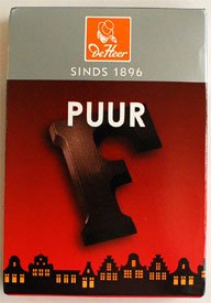 De Heer Baronie Pure Chocolade Letter (Dark Bittersweet Chocolate initials) Small size 2.25 oz / 65 gr (Letter ( F ) Dark / Puur)