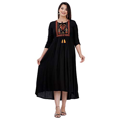 Image of Women's Rayon Embroidery Work Flared Kurta