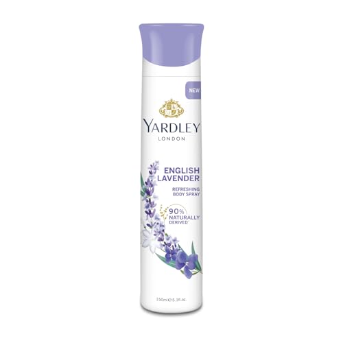 Yardley London English Lavender Refreshing Body Spray| Fresh Floral Scent| 90% Naturally Derived| | Deo Spray| Body Deodorant for Women| 150ml