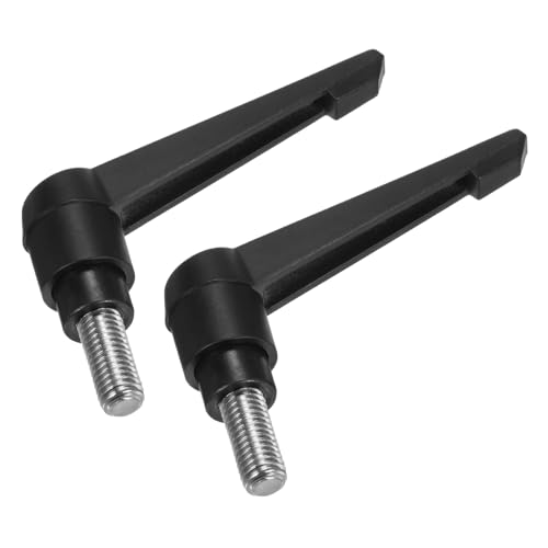 Image of uxcell 2pcs Clamping Lever Handles, M10 x 20mm 304 Stainless Steel Threaded Male Stud, Adjustable Handles Locking Quick Release Ratchet Push Button Bolt Knobs, Black