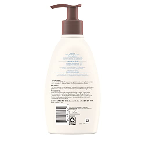Aveeno Sheer Hydration Daily Moisturizing Fragrance-Free Lotion with Nourishing Prebiotic Oat, Fast-Absorbing Body Moisturizer for Dry Skin with Lightweight, Breathable Feel, 12 fl. oz (Pack of 2) - image 6