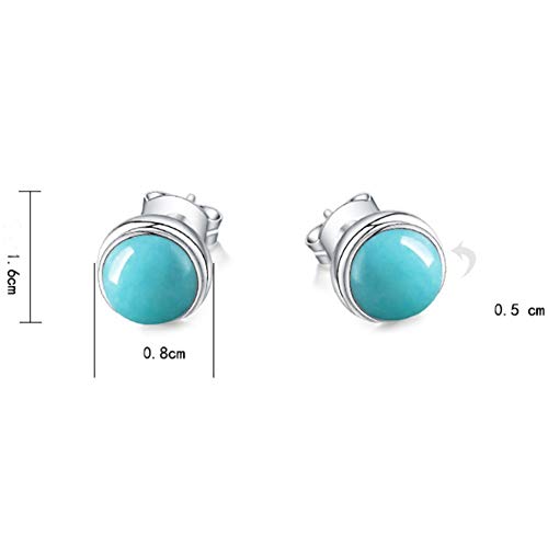 Pendientes de plata de ley 925 MIYUAN redondos con Amazonita para niña 6