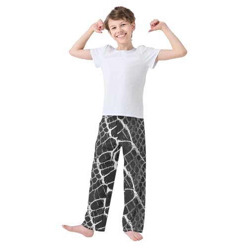 Boys' Pants White Snake Skin Scales Black Long Bottoms Jogger Pants Elastic Waist Trousers with Pockets S-XL2
