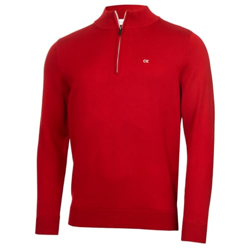 Calvin Klein Bruyère Demi-Zip Pullover Homme - Bourgogne/Argent - L