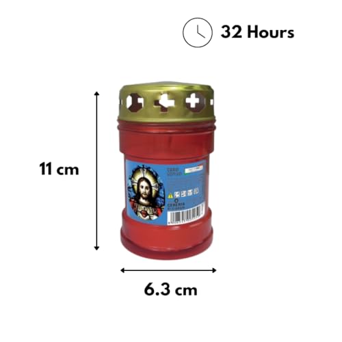 30 Votivkerzen mit Regenschutz – Farbe Rot – 120 g Wachs – Brenndauer 32 Stunden – Modell P30 Cereria Di Giorgio