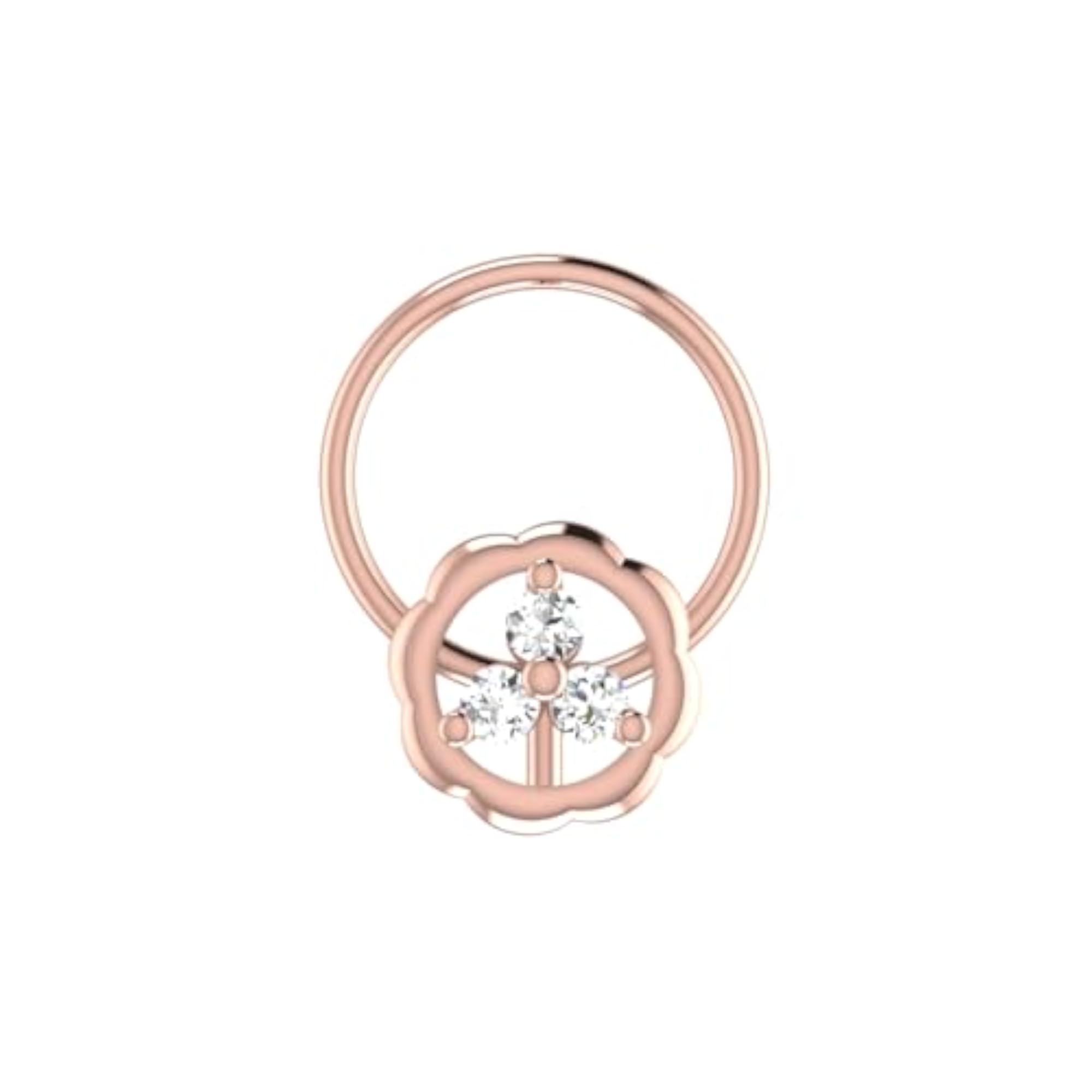 9K BIS Hallmarked Rose Gold Stud Nosering
