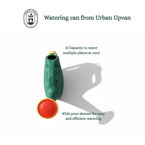Image of Urban Upvan Plastic Watering Can 10L | Ergonomic Handle for Comfortable Grip | Fade Resistant, Lightweight & Easy to Use | Durable | Includes Sprinkler Spout | Green