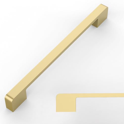 Amerdeco 10 Pack Brushed Gold Cabinet Pulls 12.5 Inch(320mm) Hole Center Cabinet Hardware Kitchen Cabinet Handles for Bathroom Drawer Pulls Dresser Pulls ZH0062…