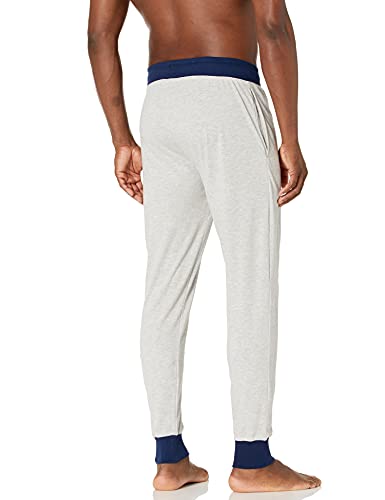 Champion Men's Sleep Rib Cuff Jogger Pant Pajama Bottom, Oxford Gray Heather/Athletic Navy- C Logo, Medium Us #TOP1