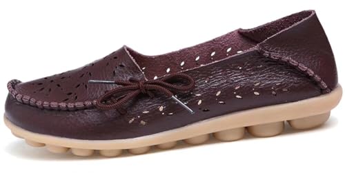 Image of Women's Floral Leather Slipper Loafers Flat Shoes Slip-Ons