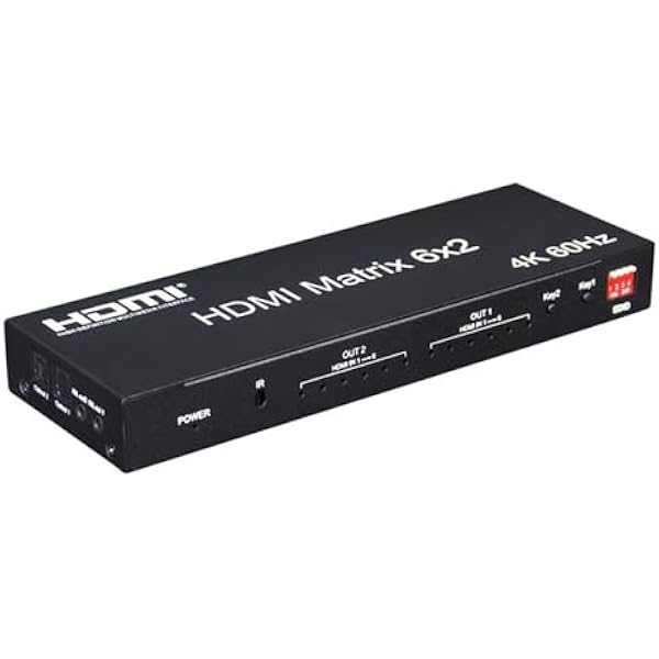 6 wejść i dwa wyjścia matrycowe rozdzielczość HD 4K60HZ wyjście 6X2 matrycowy rozdzielacz wideo przełączający,Niezwykła Płynność