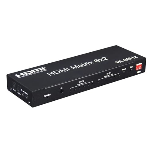 MNMIOIO Divisor de conmutación de Video de Matriz 6X2 con resolución HD de 4K60HZ y Salida de de 6 entradas y 2 Salidas