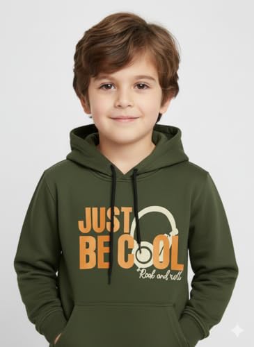 Image of Mack Jonney Boys' inchAwesome inch Printed Fleece Hoodie - Warm Winter Sweatshirt with Kangaroo Pocket -M5452