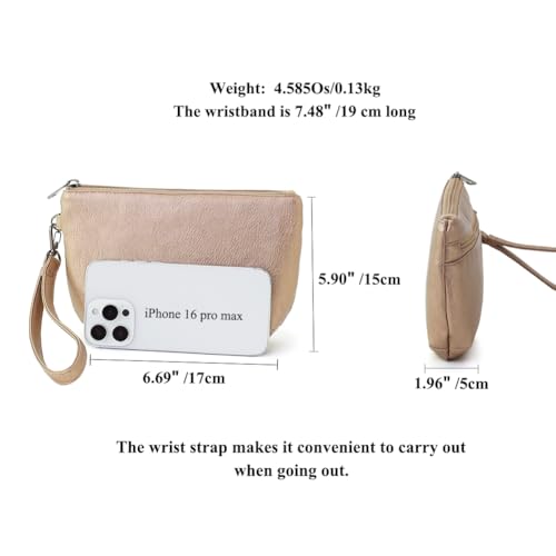 Image of Small Wristlet Wallets for Women, Zip Clutch Bag with Wristlet Pouch, 3-Zipper Original Design