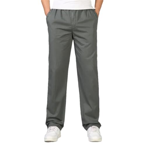 Men Cotton Pants Casual Straight Long Pants Men's Solid Color Business Casual Trousers