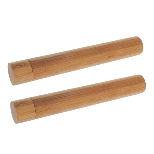 LOLIPPYY 2個竹製ポスターチューブ 軽量持ち運び簡単 防湿キャップ付き 書類 絵画 証明書収納用 丸型頑丈デザインで郵送 保管に