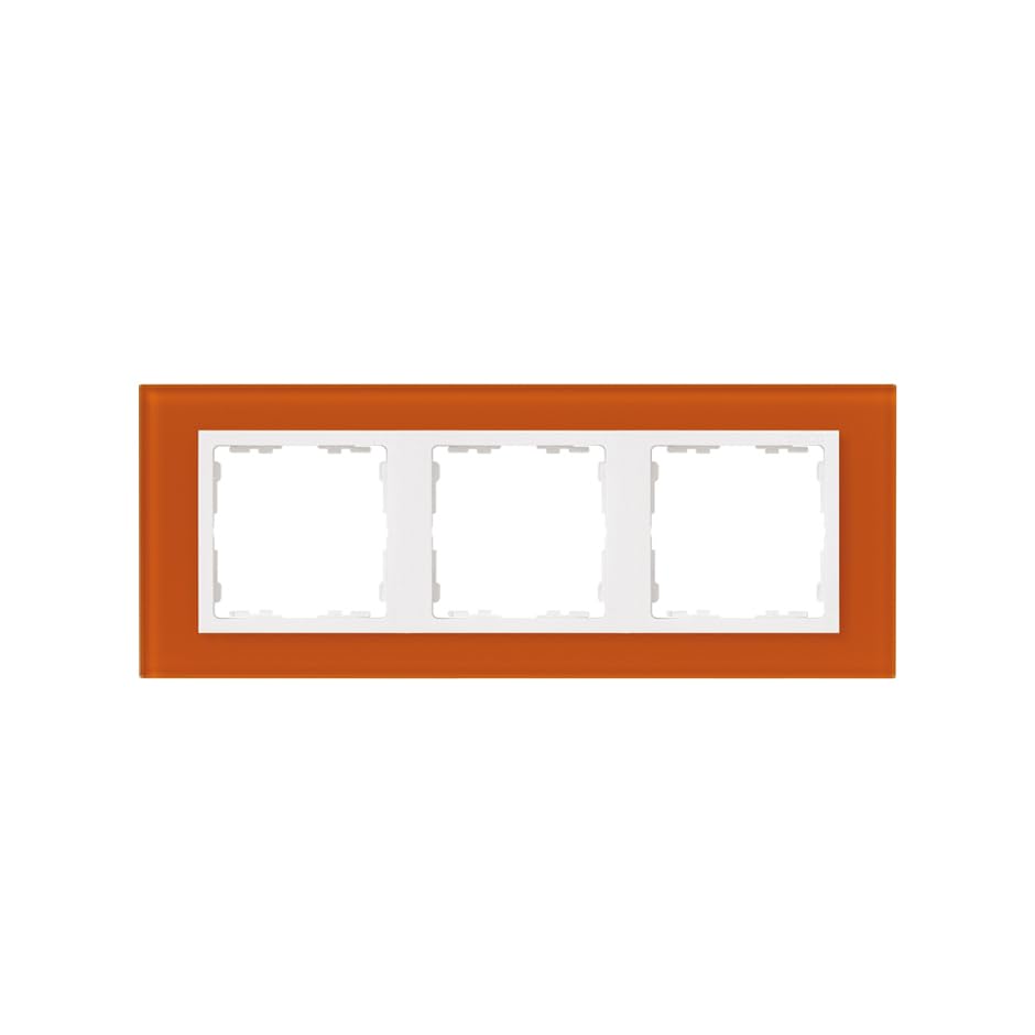MARCO III CRISTAL MANDARINA Plaque Triple Interrupteur Verre Orange