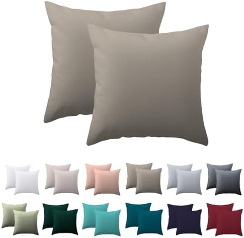 Nesture Kissenbezug 50x50 2er Set, Taupe, 100% Mikrofaser | kissenhülle 50x50cm mit Reißverschluss, Kopfkissenbezug weich & bügelfrei, atmungsaktiv, Pflegeleicht bei 60°C waschbar