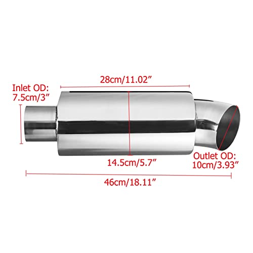 Silenciador de escape de 3 pulgadas con resonador de acero cromado 3