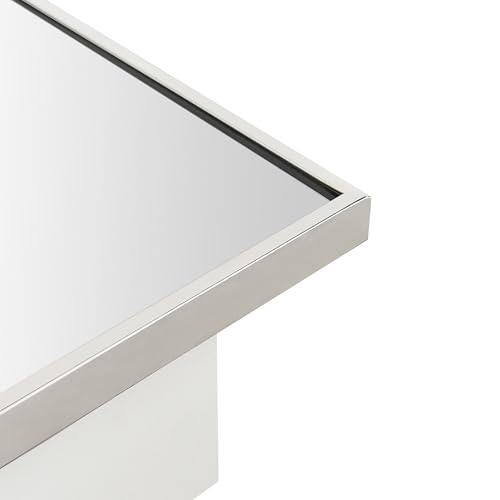 Image of TEHOME 16.5'' x 24'' Polished Nickel Recessed and Surface Mount Bathroom Medicine Cabinet with Mirror Square Cornered Metal Framed Rounded Rectangle Medicine Cabinet Mirror