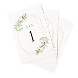 Rustic Greenery Wedding Table Numbers, 1-25, Centerpiece Decorations, Double Sided 4x6 Greenery Geo Style Design, Numbers 1-25 & Head Table Card Included