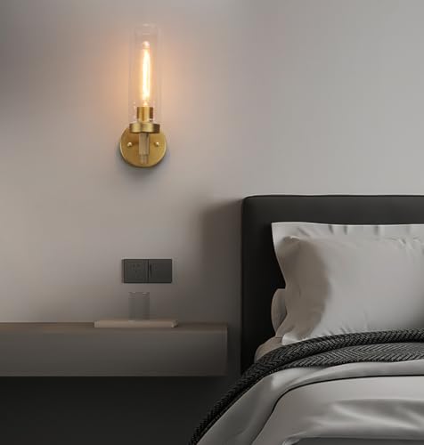 Phansthy FZUS264-D Rustic Industrial Wall Sconce Light With 3.14"/8Cm Tubular Clear Glass Lampshade thumb #3