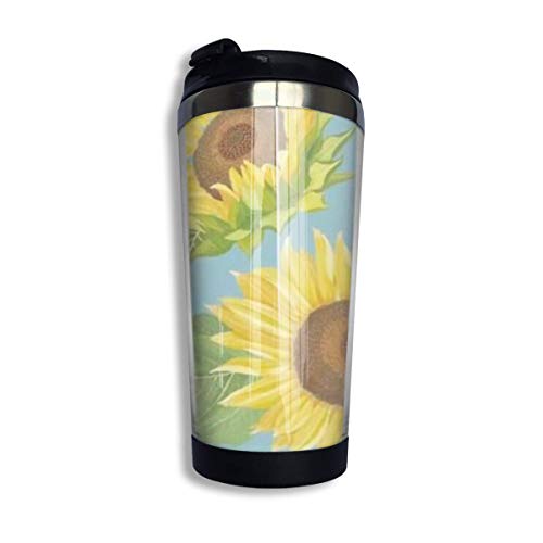 XCNGG Taza de café Floraltravel con tapa abatible, vaso de acero inoxidable aislado al vacío, 14 oz