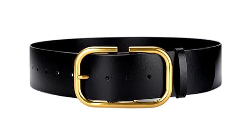 Classics Waist Strap for Women, Genuine Leather Wide Belt Ladies Solid Color Pin Buckle Belts - Main Image