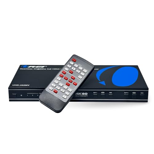 Image of OREI 4K Multi HDMI Viewer Quad 4 in 2 Out, Matrix Switcher 4 Ports Seamless IR Remote Support 4K @ 60Hz 1080P for PS4 /PC /DVD /Security Camera, HDMI Switch Optical Audio L /R Output - UHD-402MV | Multiviewer HDMI 4K, HDMI 4x2 Quad Multiviewer - 18Gbps, HDCP 2.2, Dual HDMI Out, 8 Display Modes, Audio Extraction