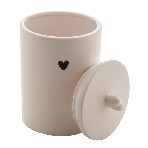 Potiche de Cerâmica Heart Branco 10cm x 10cm x 15cm - Lyor