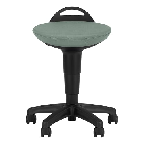 Image of Rolling Adjustable-Height Padded Stool - Faded Denim