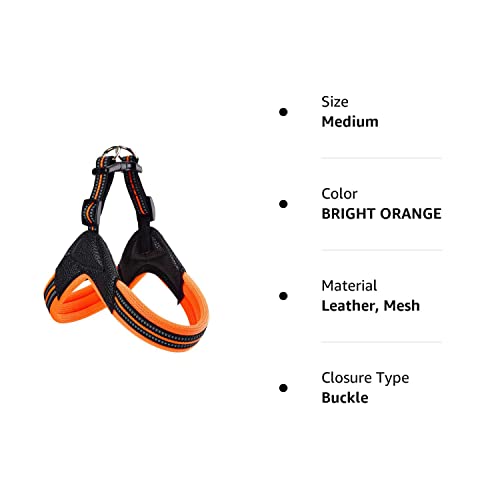 Dog Harness No Pull Ultra Soft Breathable Padded Pet Harness 2 Adjustable Botton, 3M Reflective Pet Harness For Dogs Easy Control For Small Medium Large Dogs (M, Bright Orange) #TOP6