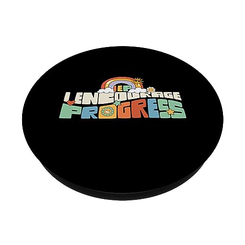 I Encourage Progress ABA Therapist Sped Teacher Groovy PopSockets Swappable PopGrip, Black - Image 2