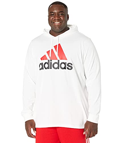 Image of adidas Men's Big & Tall Essentials Hoodie, White /Scarlet, XX-Large /Tall