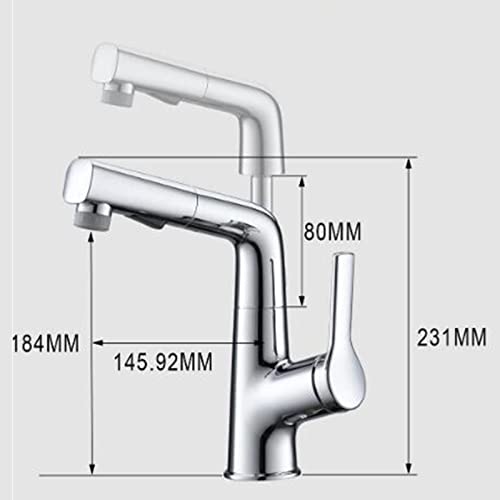 Robinet de lavabo avec douchette rétractable en laiton chromé haut de gamme - 5