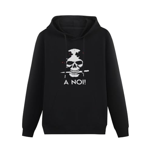 MAIZHECLUB Badness Skull Men's Hooded with Pocket 3D A NOI Italian Arditi Dead Skull Novelty Tshirts for Men Clothing Sweatshirt Cool Mad Tops Hoodies Black S