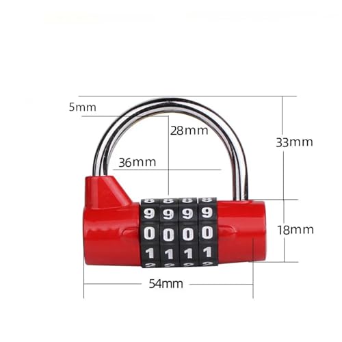 Cadenas à combinaison en alliage zinc de voyage sécurité rouge - 7