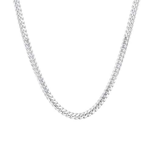Men’s Sterling Silver Cuban Link Chain Necklace, 6mm Sterling Silver Cuban Chain Necklace, 22 Inch Silver Chain For Men, Men’s Sterling Silver Necklace, Cuban Chain Necklace 6mm Width 22 Inches,