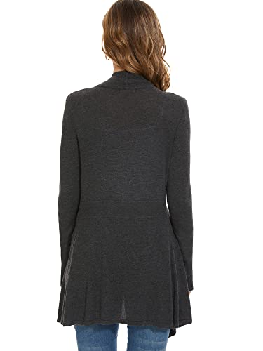 Image of Women Long Knit Cardigan Lightweight Open Front Sweaters | Capsule Wardrobe for Women, Relaxed fit, Buttoned Ribbed cuffs, Dressy Business Casual , for spring early fall office work