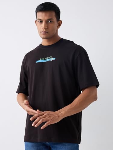 Image of Spykar Men's Oversized Round Neck Half Sleeve Solid Casual T-Shirt