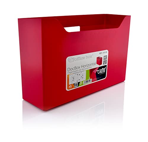 office box DocBox Horizontal Vital Colors - Revistero Archivador en Polipropileno ECO muy Resistente, Ideal Para Archivar con Tarjeta Identificadora by (Rojo Vital)