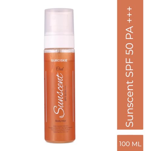 Suroskie Sunscent Spf 50 Pa +++ Oud Body Mist 100 Ml |For Glowing, Hydrating & Repair Skin Barrier | Reverse Sun Damage, Moisturize & Water Resistant 3 In 1 | All Skin Type | For Men & Women