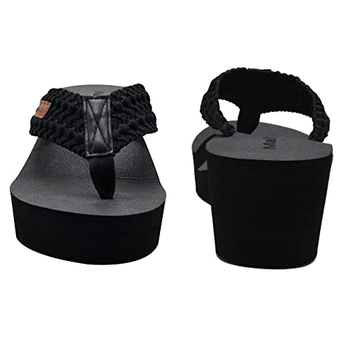 MALIDA Womens Wedge Arch Support Flip Flops Cushion Soft Rubber Midsole Platform Thong Sandals with Rubber Sole3