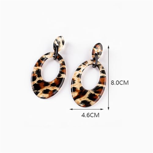 Vintage Round Leopard Splicing Acrylic Drop Dangle Earrings for Women Lightweight Boho Flash Metal Dangle Earrings Jewelry Gift2