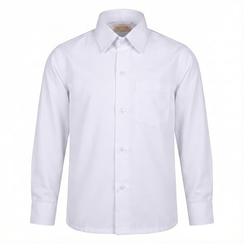 Image of Durga Uniform & Stationers Unisex White School Uniform Shirt | Full Sleeves |100% Cotton | Regular Fit